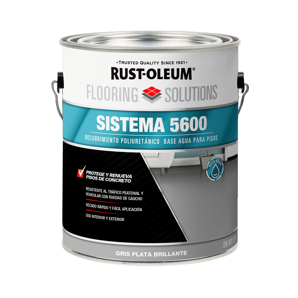 PINTURA SELLADORA 5600 - Poliuret. Pisos Base Agua Gris Plata 3,78lts