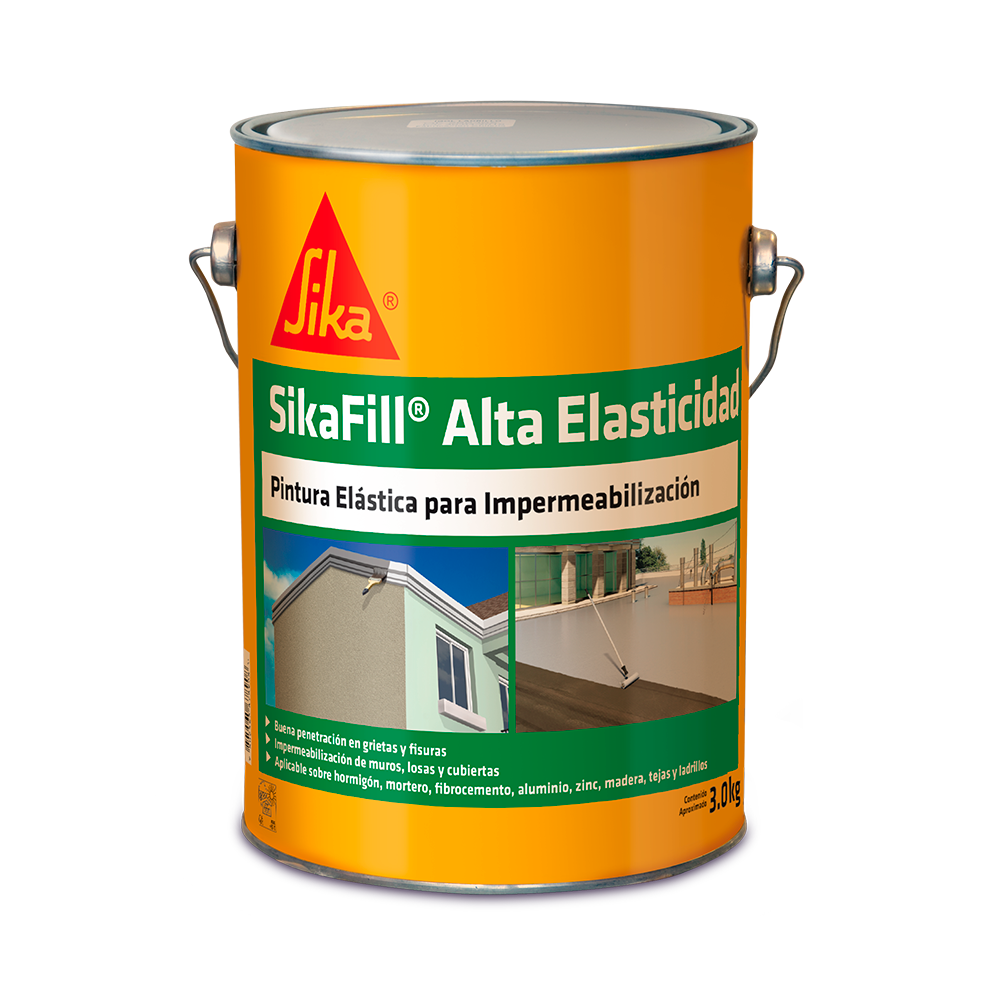 SIKAFILL ALTA ELASTICIDAD - Revestimiento impermeable elástico acrílica base acuosa, tarro de 3kg