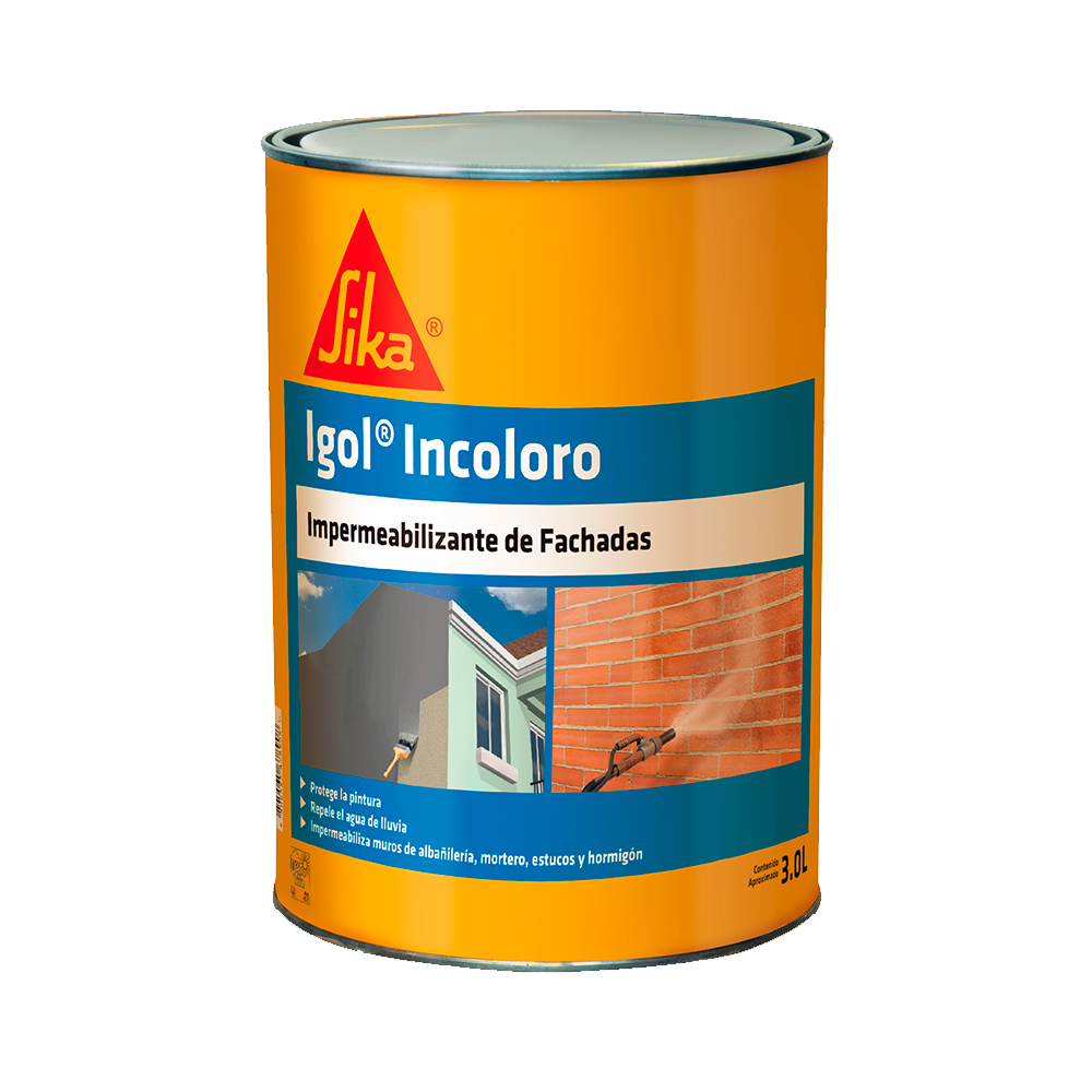 IGOL INCOLORO - Hidrorrepelente para fachadas, permeable al vapor, Tarro 3 lts.