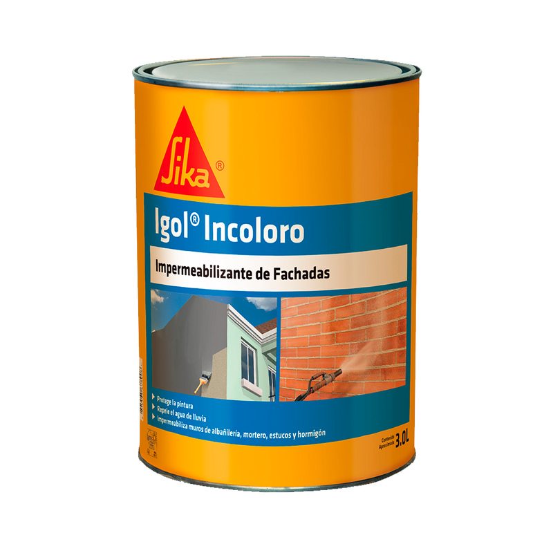 IGOL INCOLORO - Hidrorrepelente para fachadas, permeable al vapor, Tarro 3 lts.