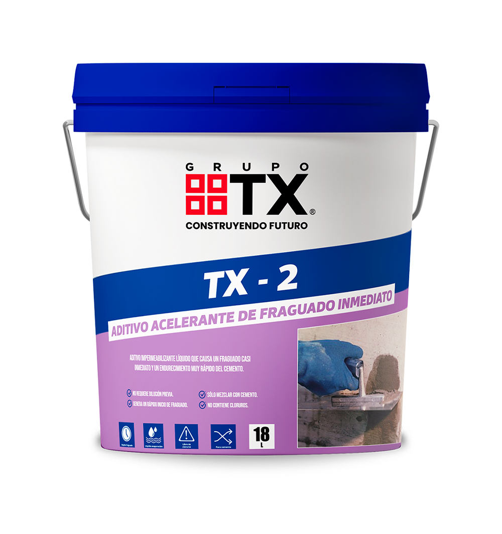 TX 2 - Acelerante de fraguado ultra rápido, Tineta 18 Lt