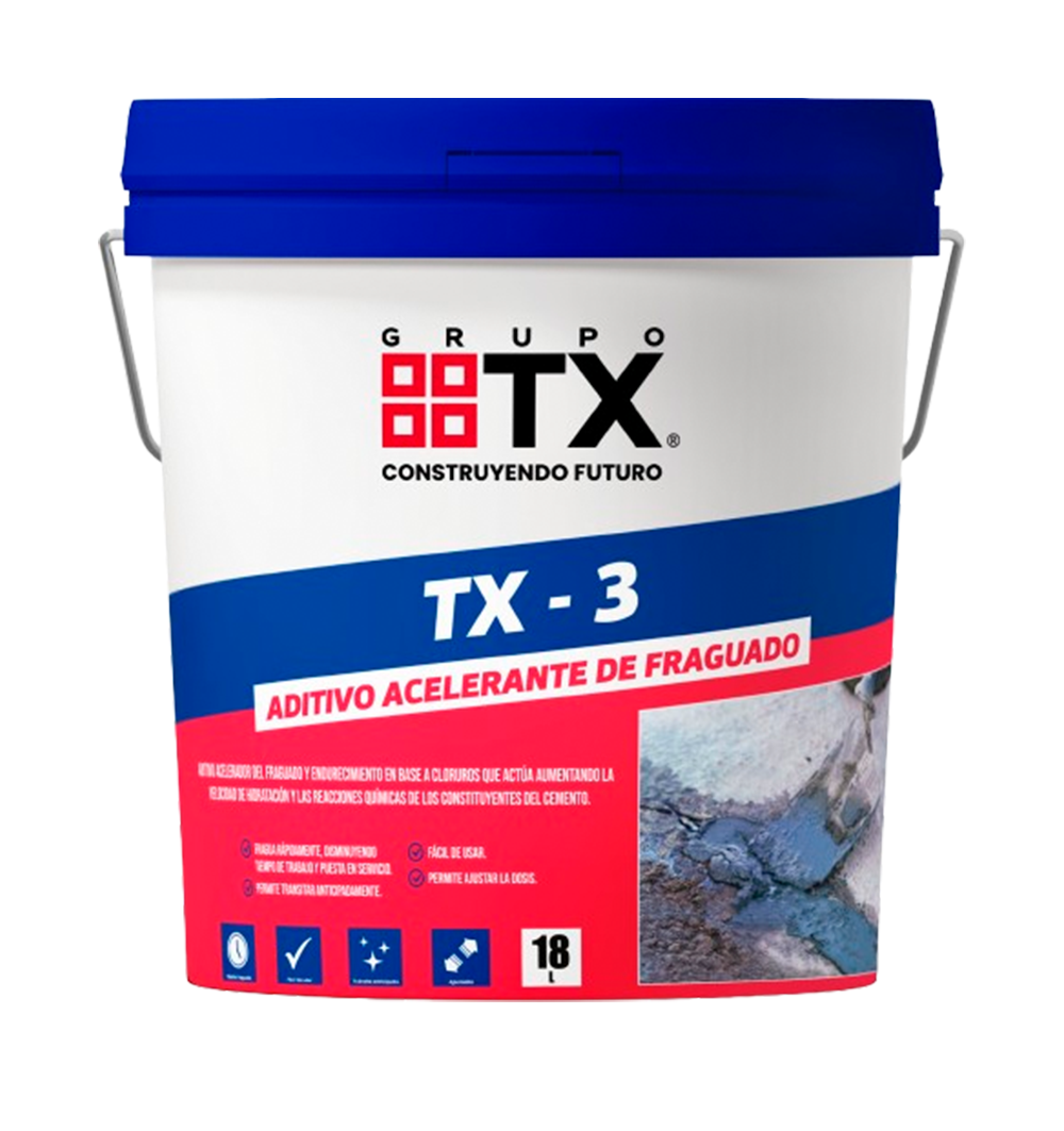 TX 3 - Acelerante de fraguado controlado, Tineta 18Lt