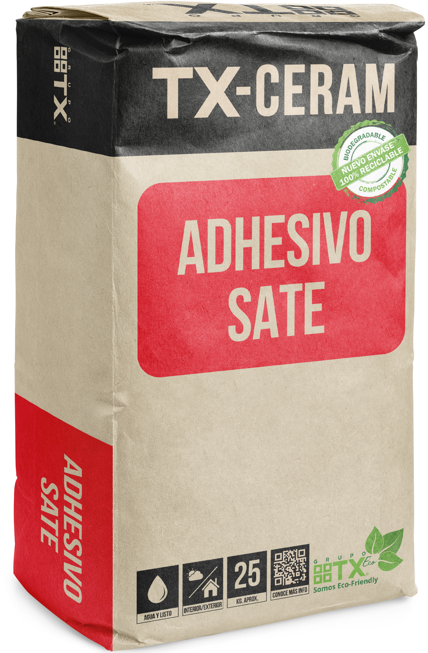 ADHESIVO SATE, Mortero cementicio, Saco 25Kg
