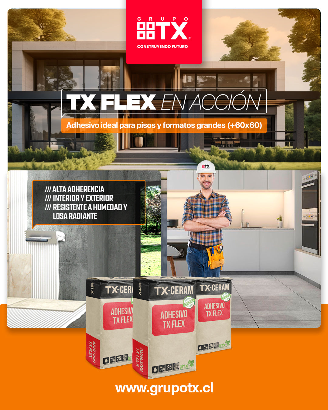 ADHESIVO TX FLEX, Adhesivo cementicio, 25Kg