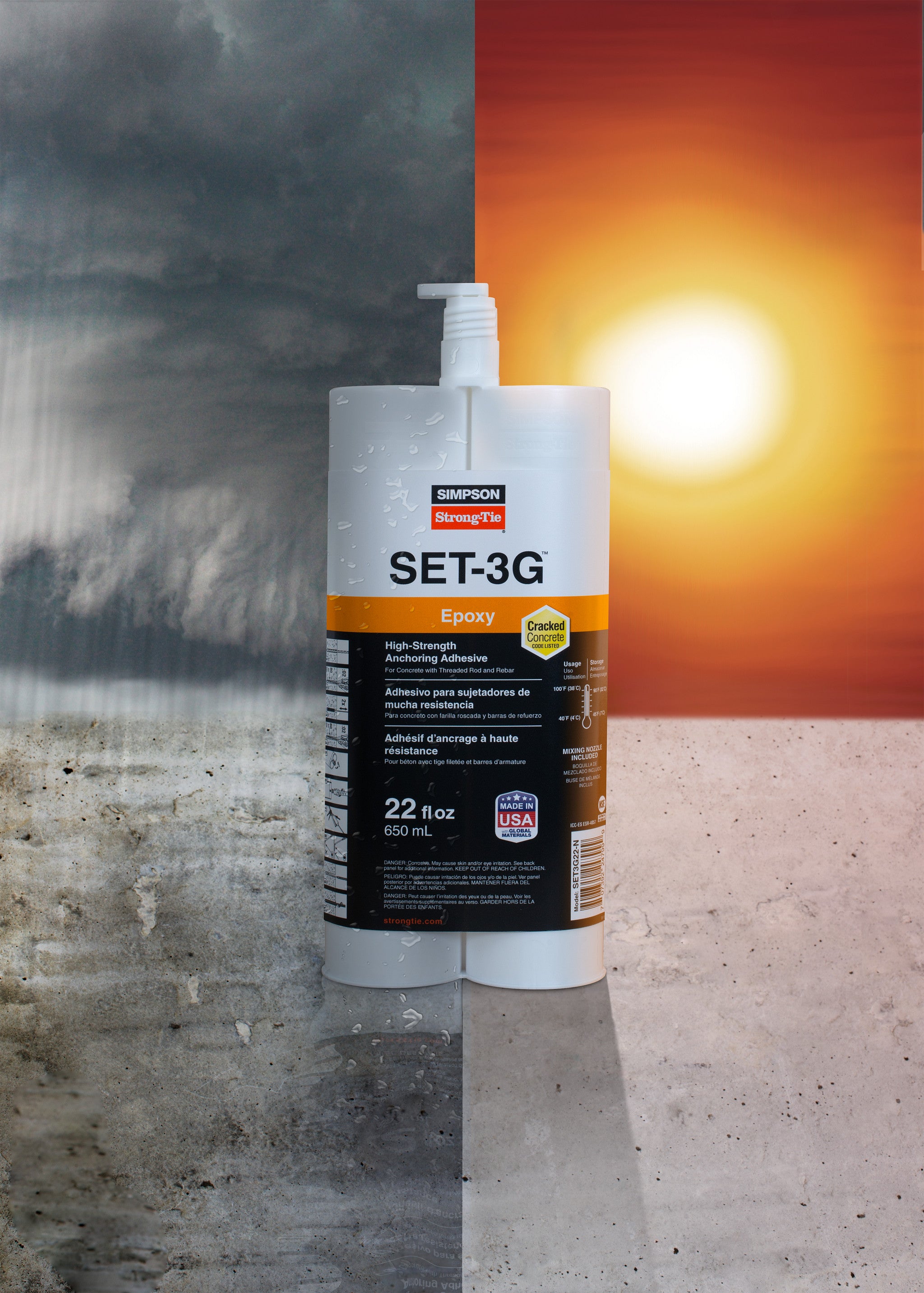 SET-3G - Adhesivo epoxi de alta resistencia, Cartucho Doble 650ML