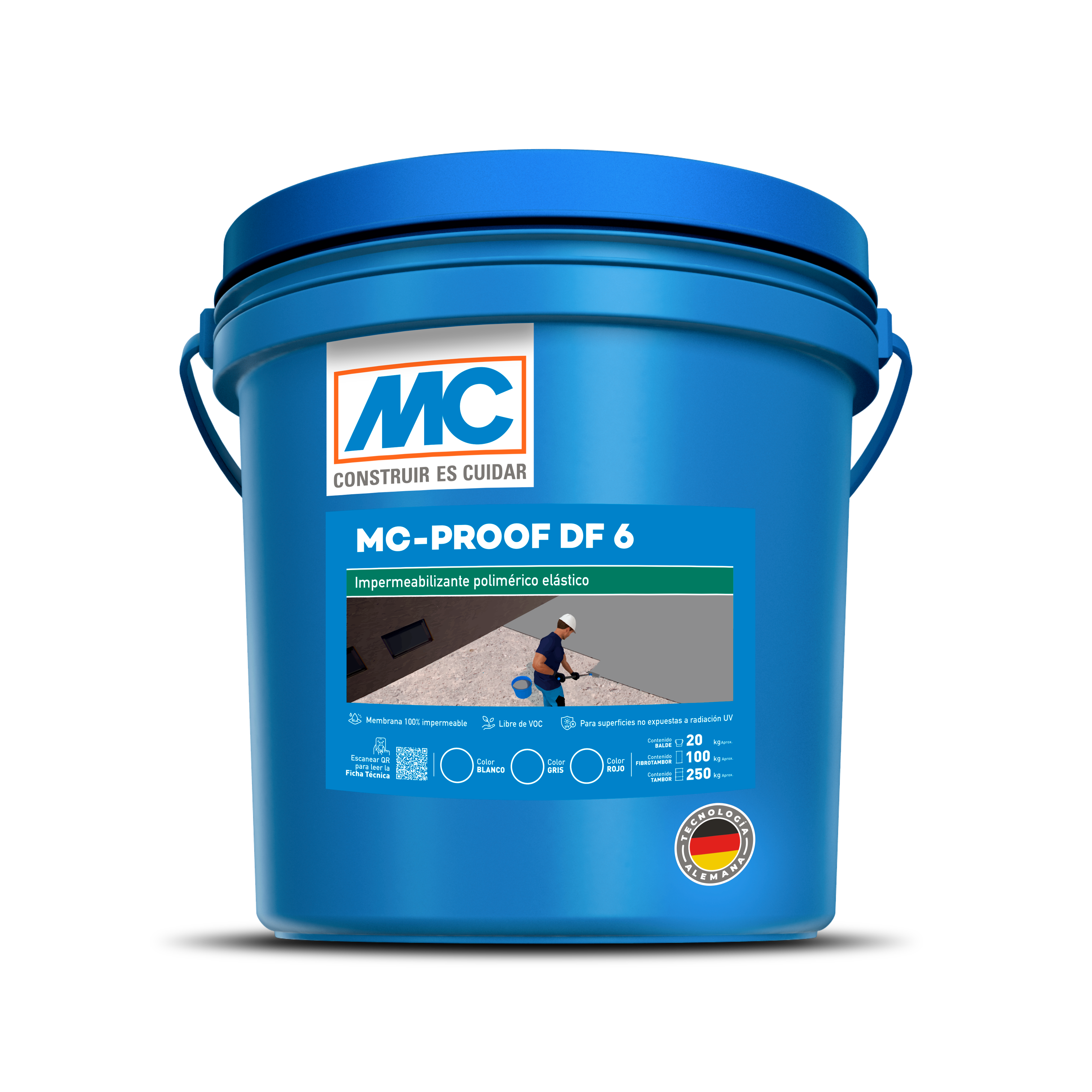 MC-PROOF DF 6 - Impermeabilizante polimérico elástico. Balde de 20 kg