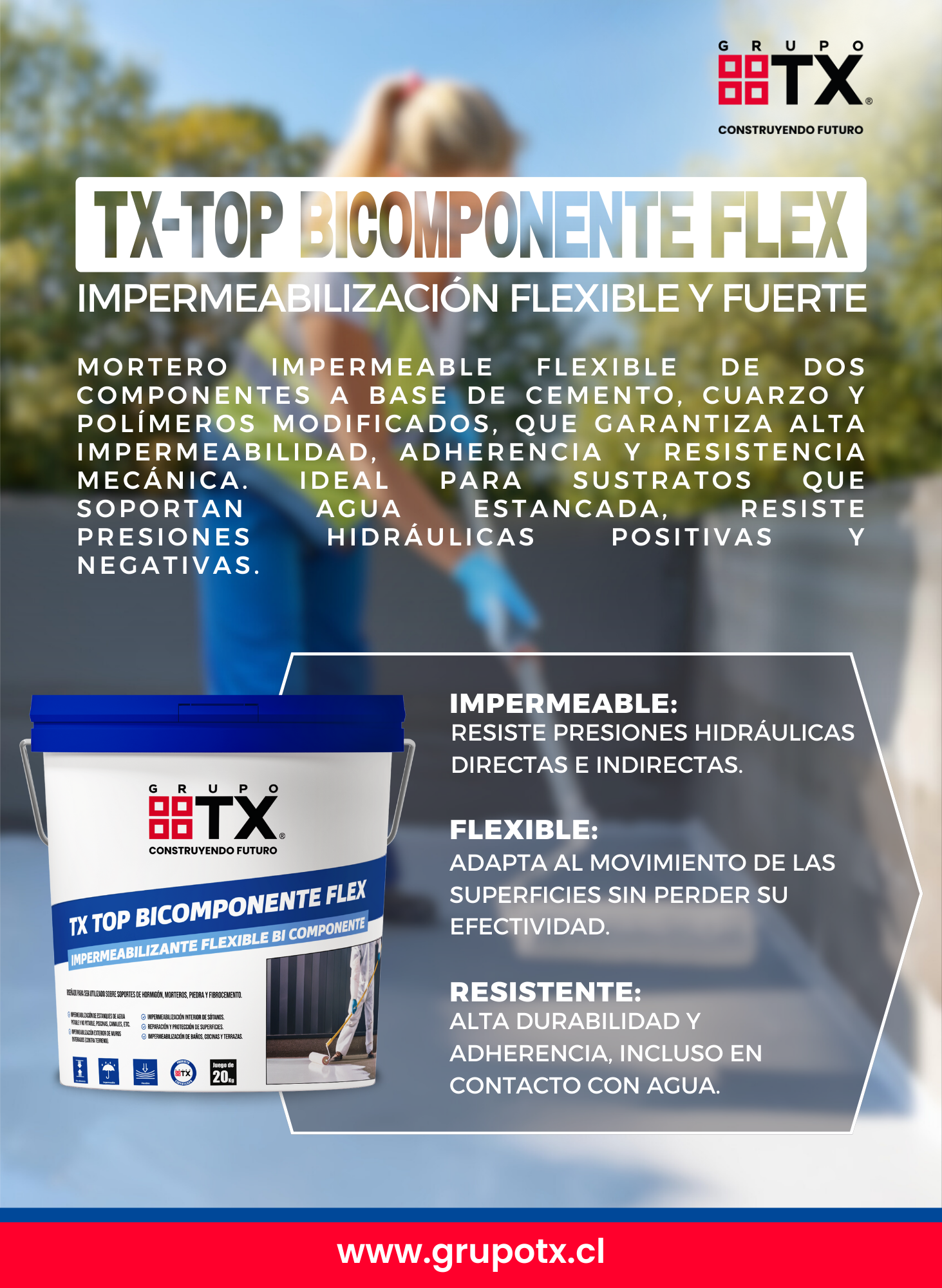 TX TOP BICOMPONENTE FLEX- Impermiabilizante Blanco 20Kg