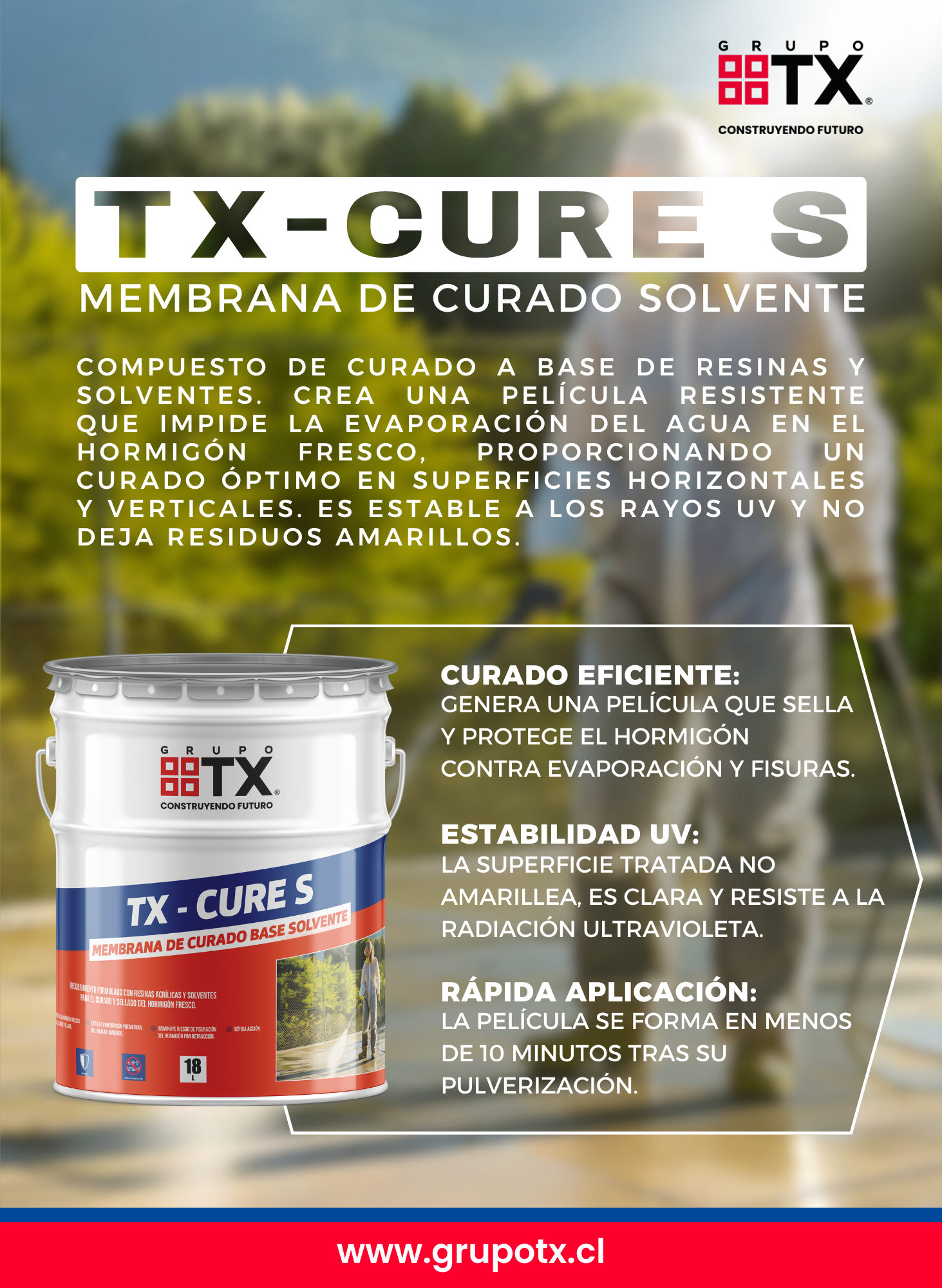 TX CURE S - Membrana de curado base solvente. 18Lt