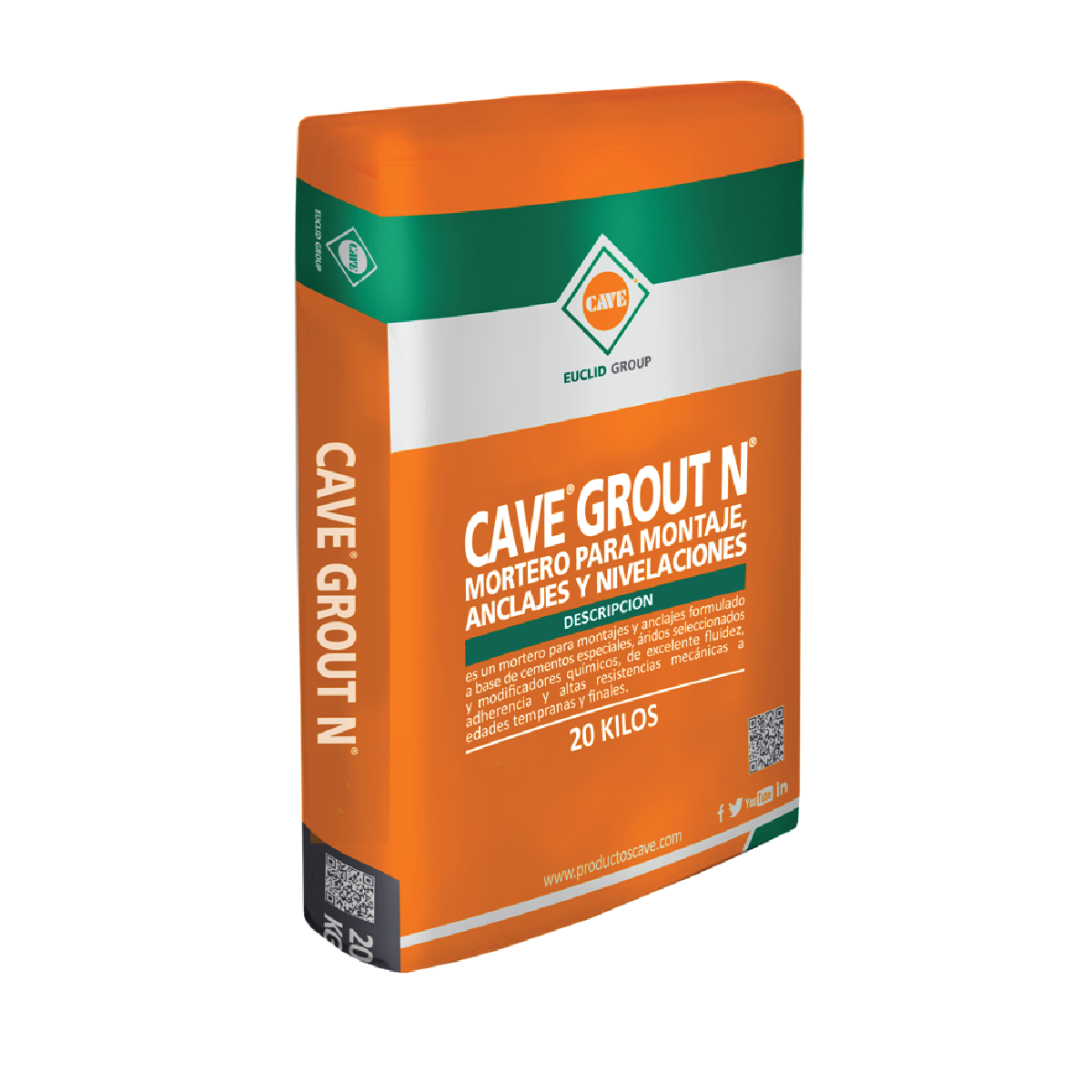 CAVE GROUT-N - Mortero anclaje y nivelación, Saco 20 Kg