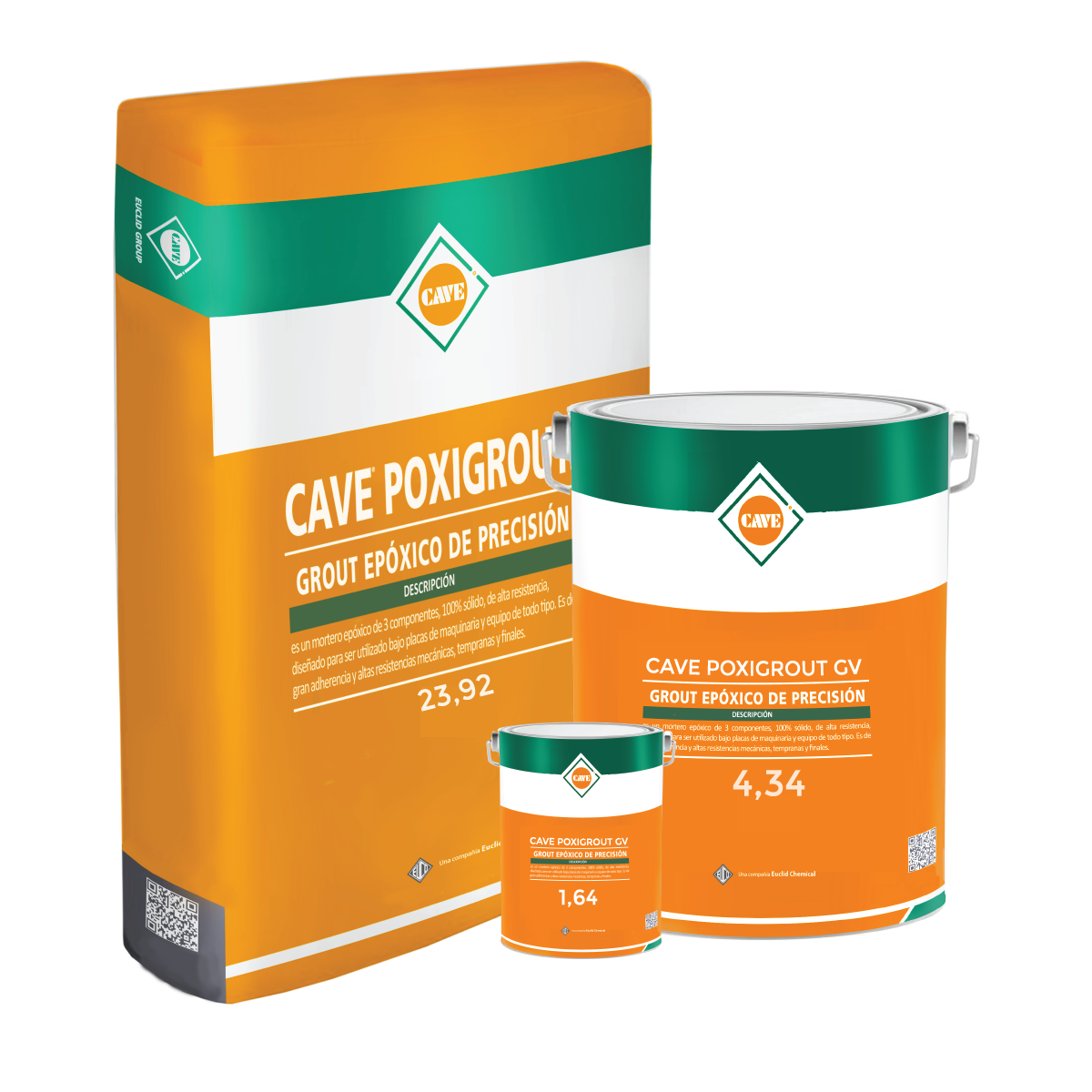 CAVE POXIGROUT-GV - Epóxico de precisión y alta resistencia inicial, kit 30 kg