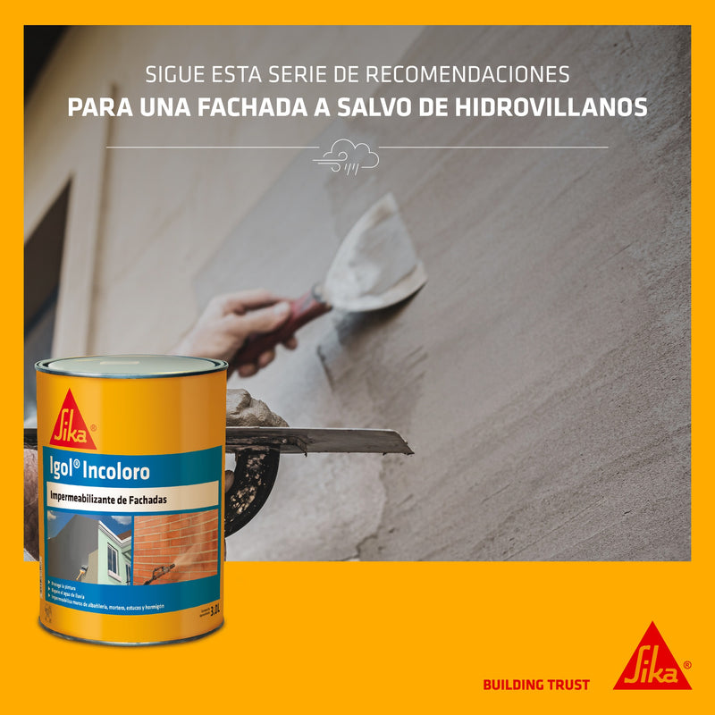 IGOL INCOLORO - Hidrorrepelente para fachadas, permeable al vapor, Tarro 3 lts.