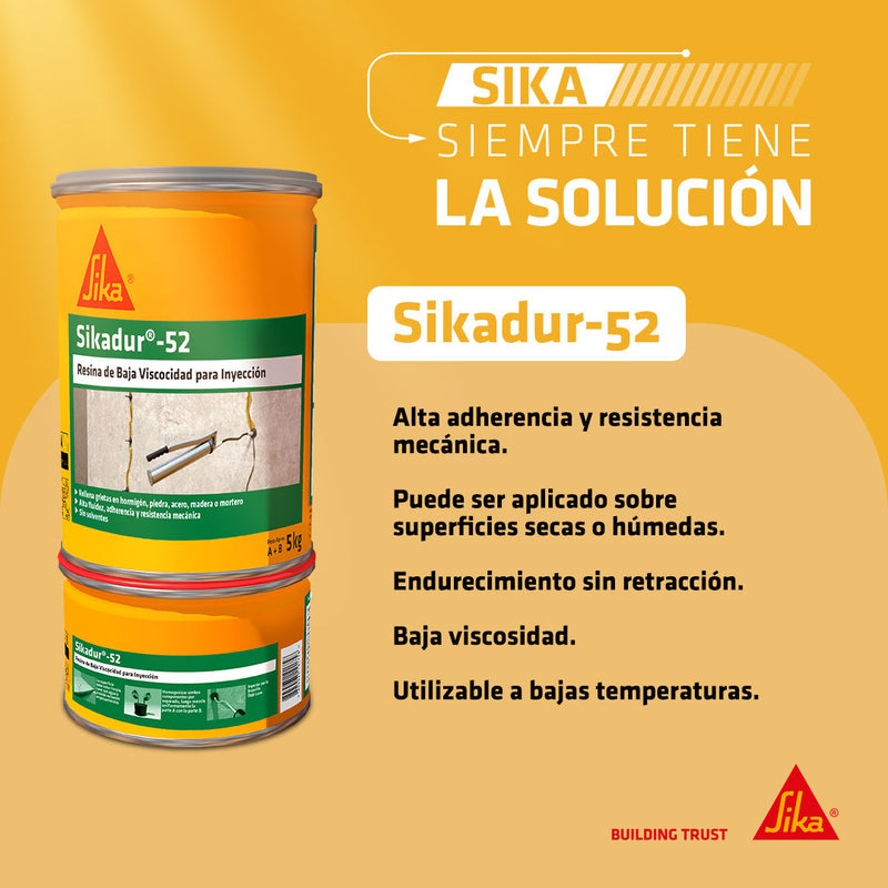 SIKADUR 52 JUEGO 5 Kg - Epoxy de baja viscosidad para inyección