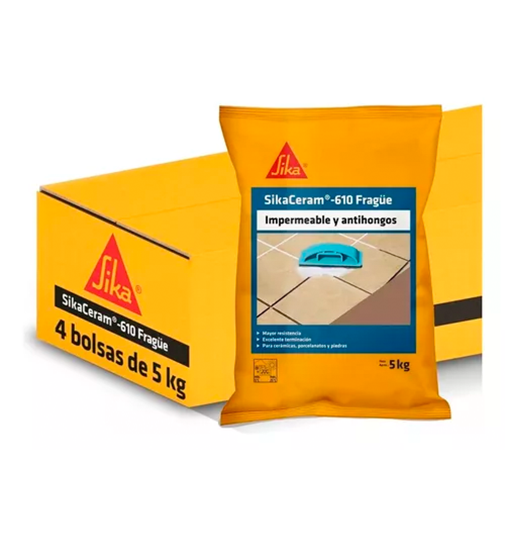 PACK 4x5k SIKACERAM 610, Fragüe Para Cerámicos Café Oscuro