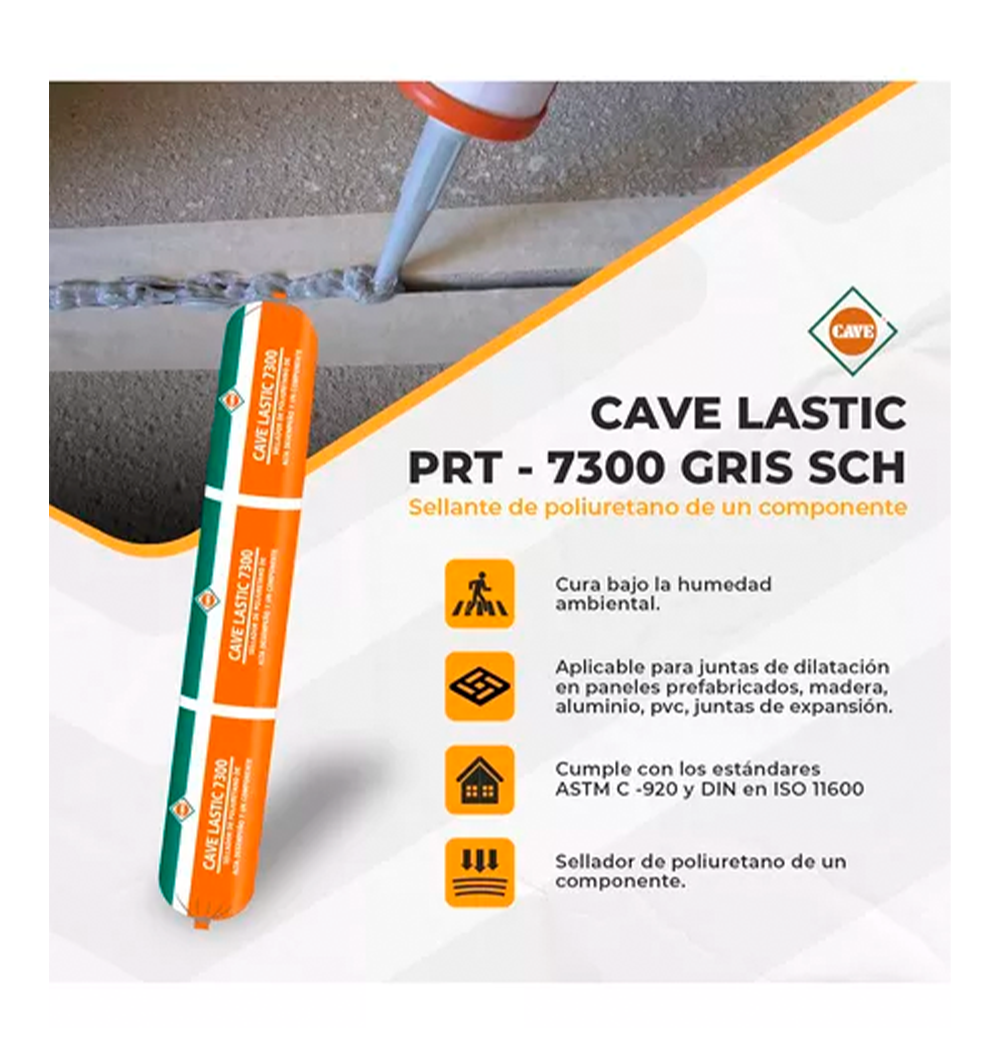 CAVE LASTIC PRT 7300, Sello Alto Desempeño Gris, Pate 600cc