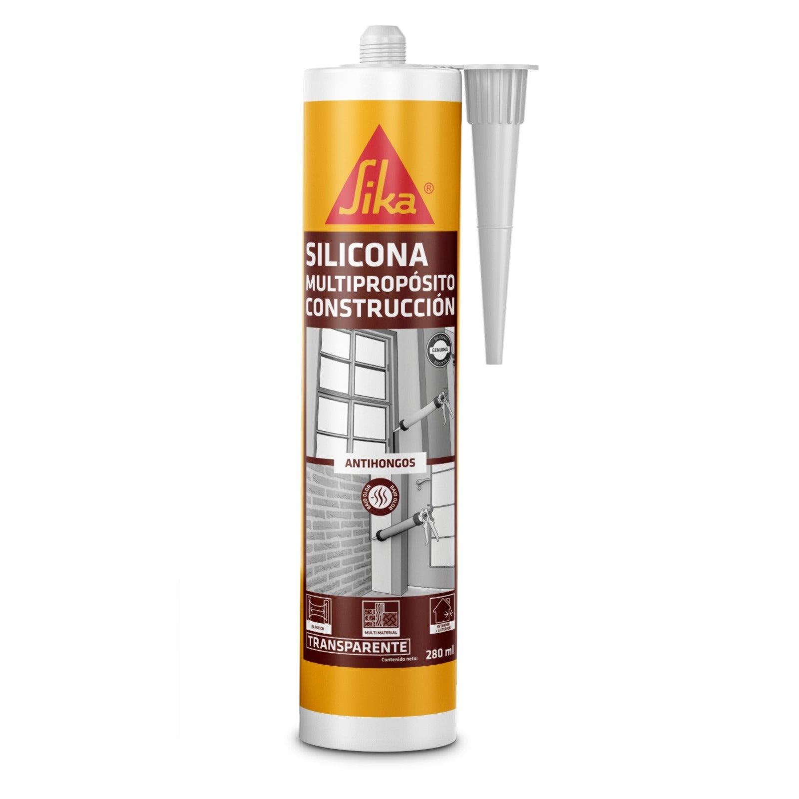 SIKASEAL- Silicona Multiproposito construccion Transparente, Cartucho 280Ml