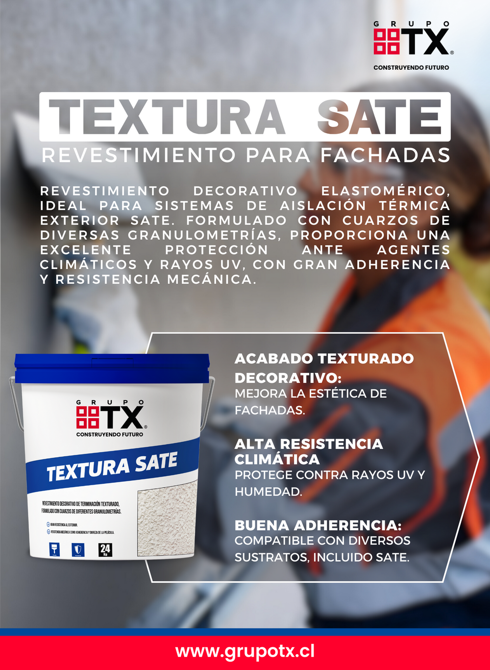 TEXTURA COLOR FINISH SATE GRANO MEDIO 30 TX BLANCO, Tineta 24Kg