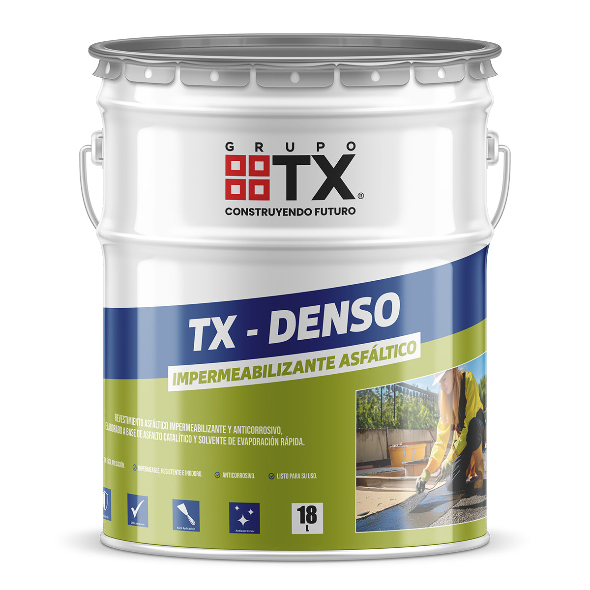 TX DENSO - Impermeabilizante de base Asfáltico, Tineta 18Lt