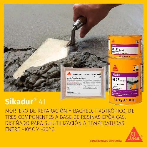 SIKADUR-41 CF - Mortero epóxico tixotrópico de 3 componentes, Juego de 10 Kg (A+B+C)