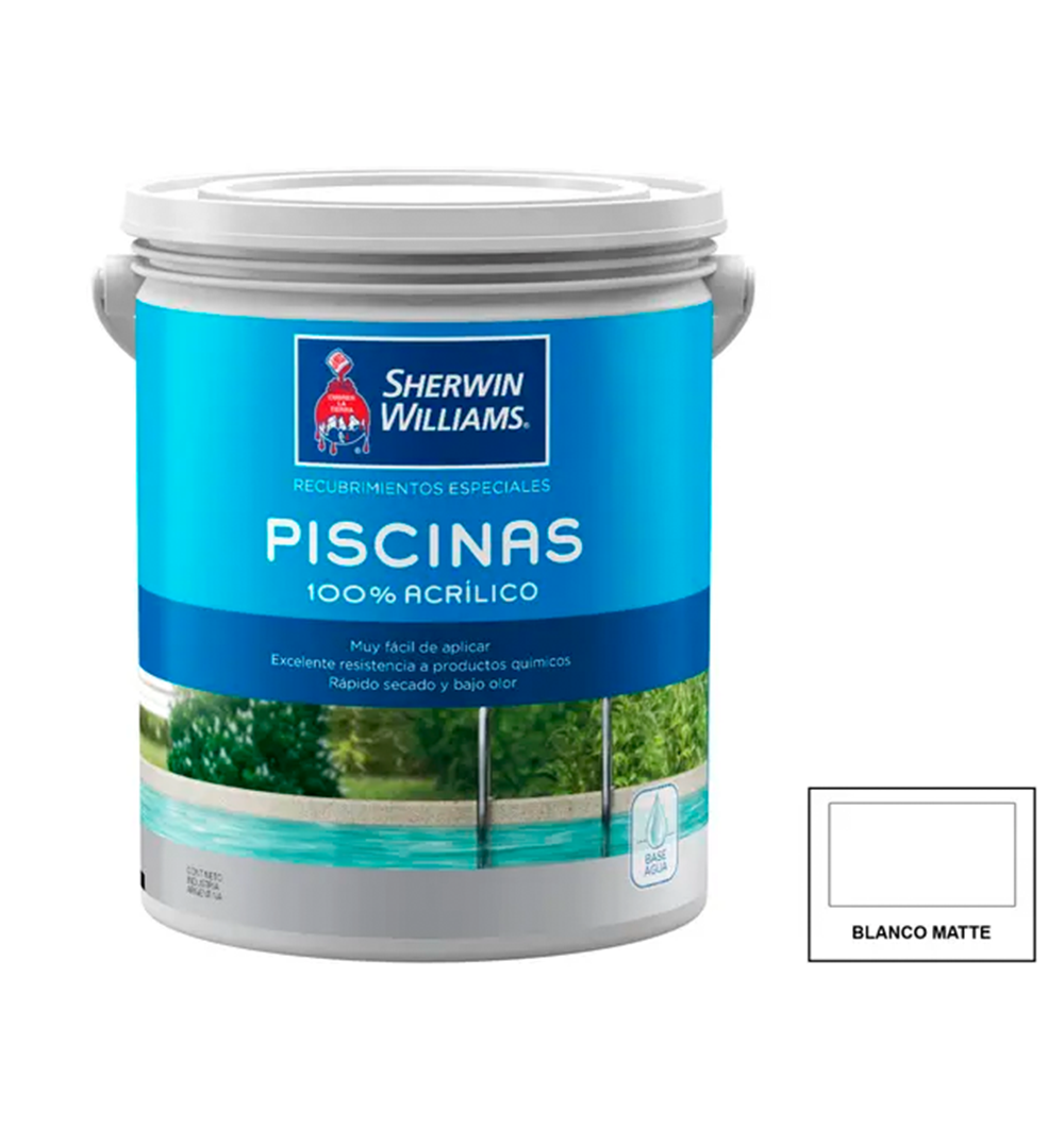 PINTURA PISCINA ACRILICO Blanco, Galon 9L