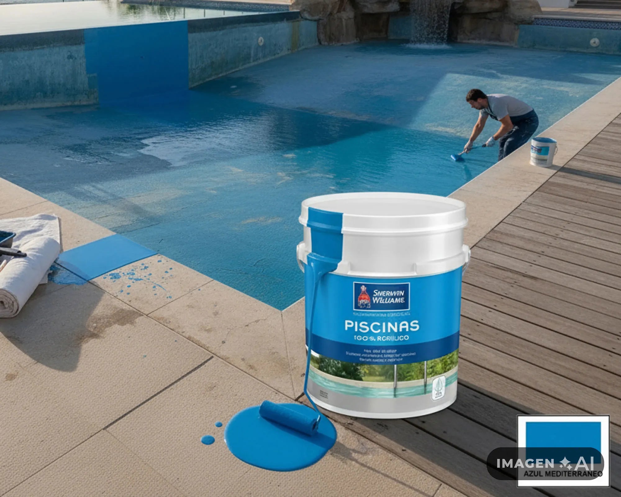 PINTURA PISCINA ACRILICO, Azul Mediterraneo, Galon 10L