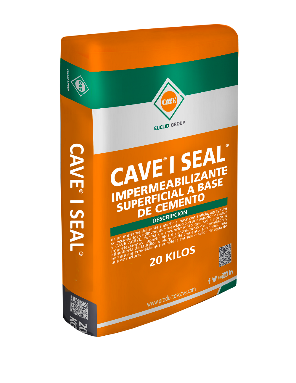 CAVE I SEAL BLANCO- Impermeabilizante Superficial Base Cementicia, Saco 20 Kg