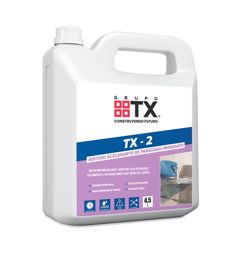 TX 2 - Acelerante de fraguado ultra rápido, Bidón 4,5Lt