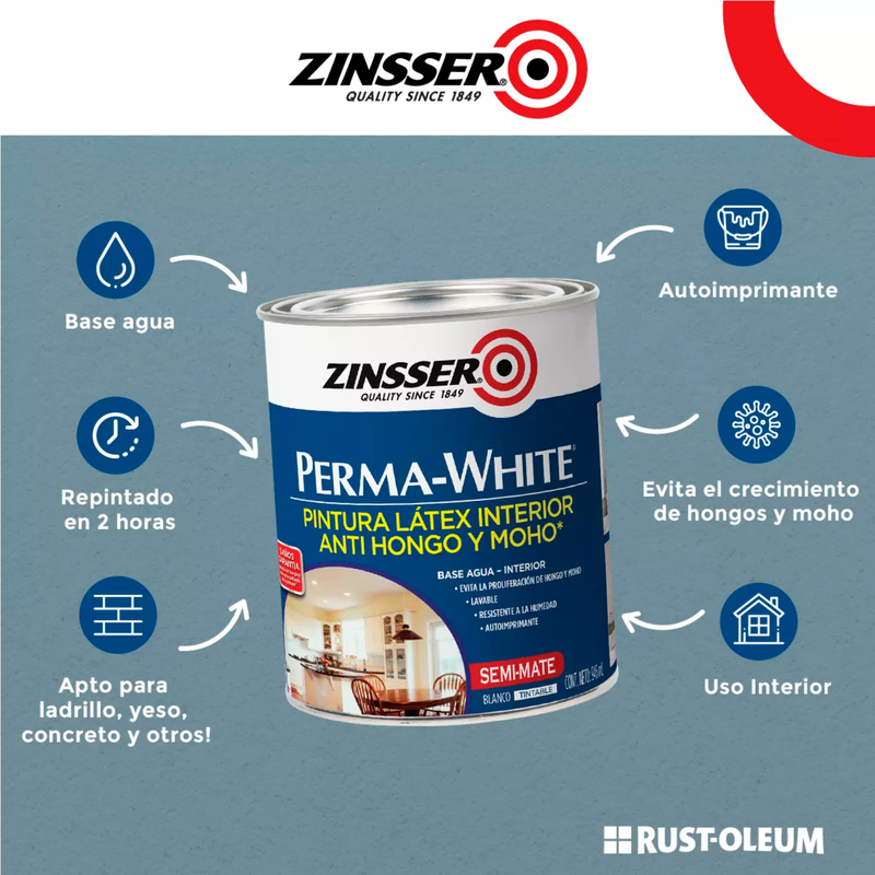 ZINSSER PERMA-WHITE -Blanco Satin 3,785L