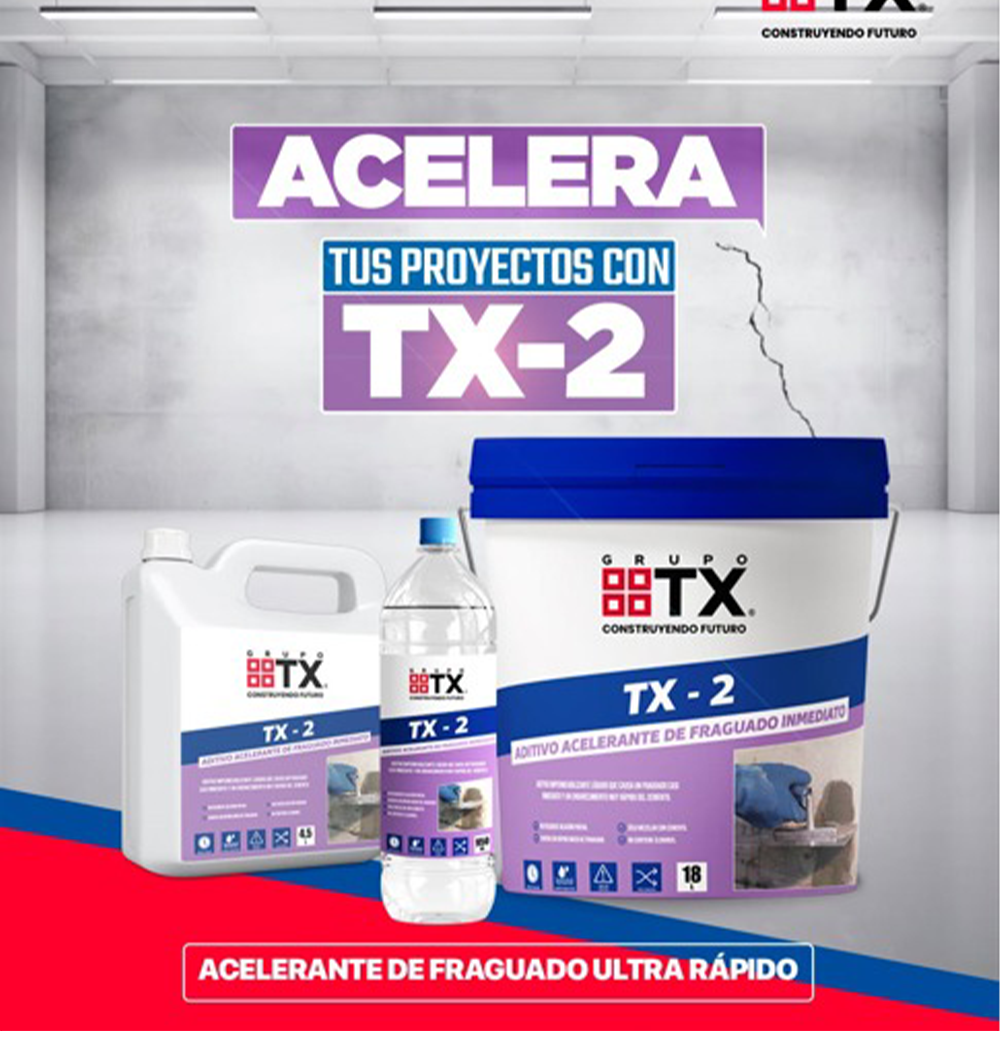 TX 2 - Acelerante de fraguado ultra rápido, Tineta 18 Lt