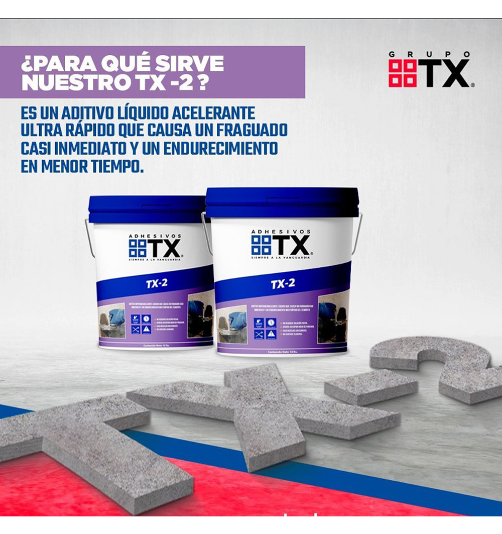 TX 2 - Acelerante de fraguado ultra rápido, Bidón 4,5Lt