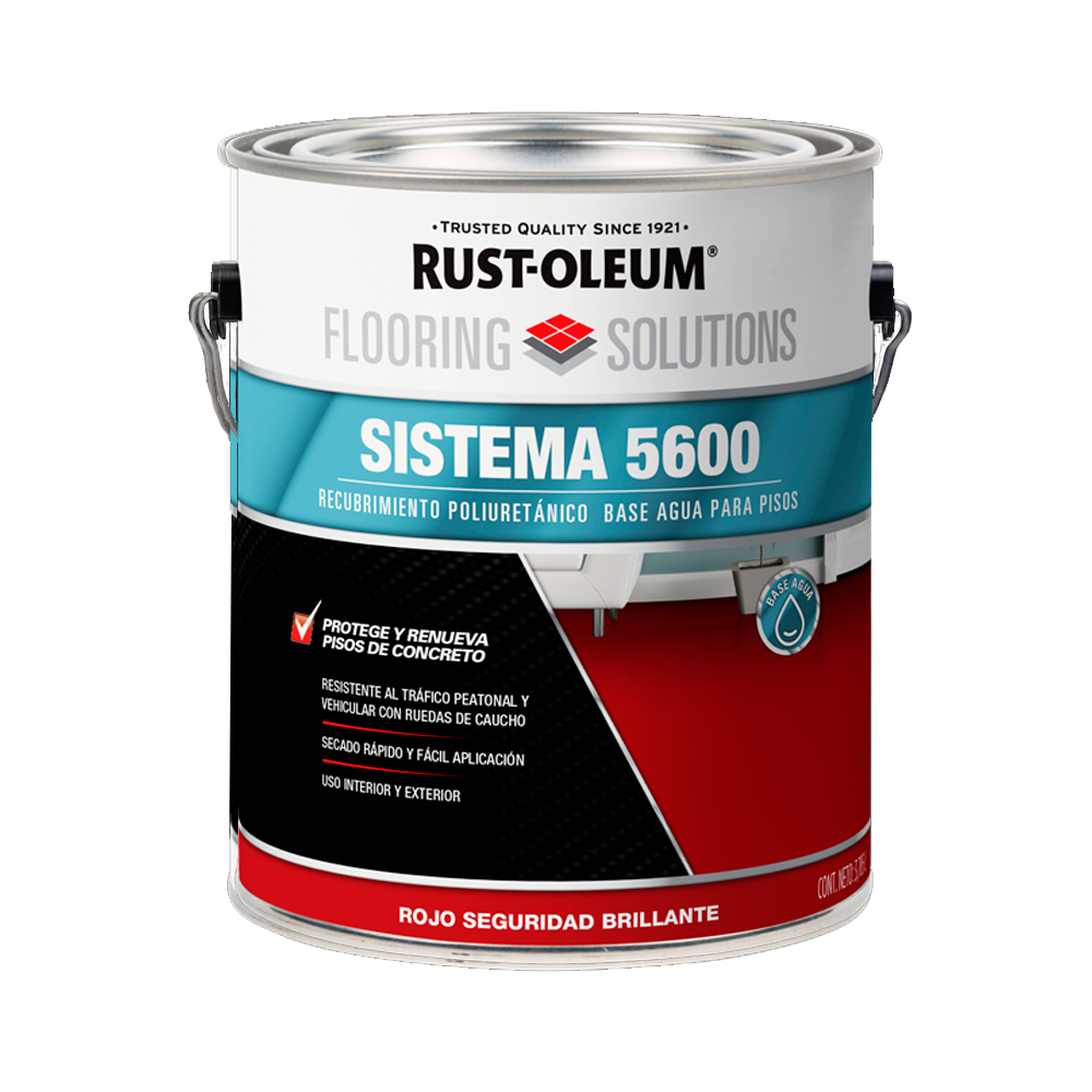 PINTURA SELLADORA 5600 - Poliuret. Pisos Base Agua Rojo Seguridad 3,78lts