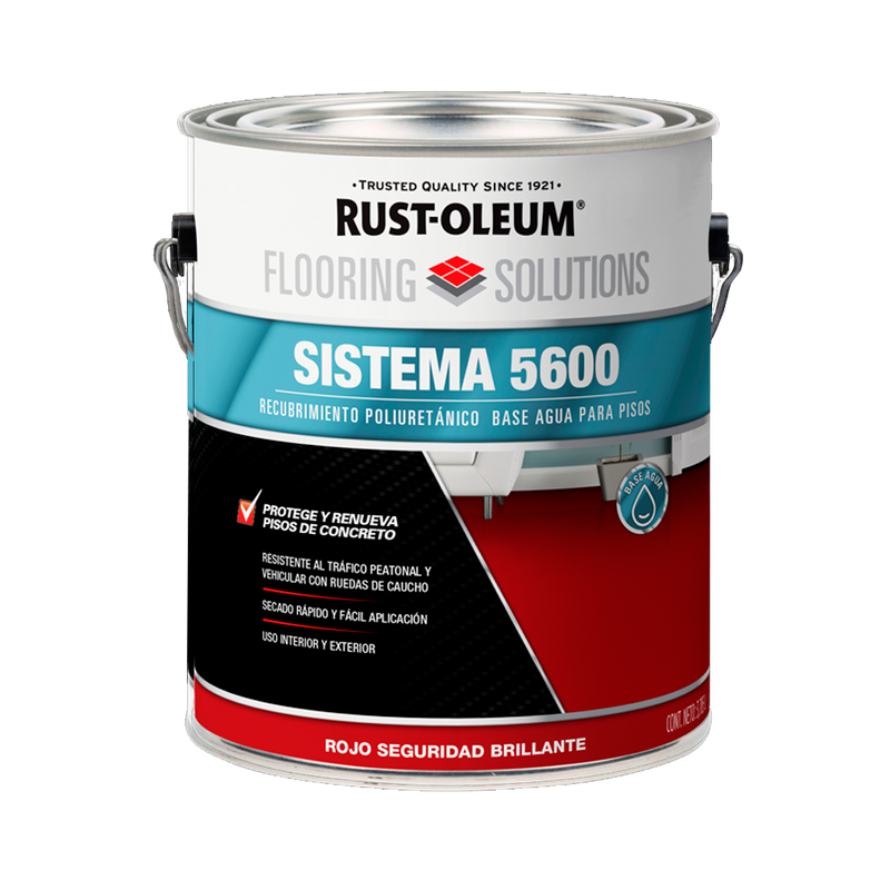 PINTURA SELLADORA 5600 - Poliuret. Pisos Base Agua Rojo Seguridad 3,78lts