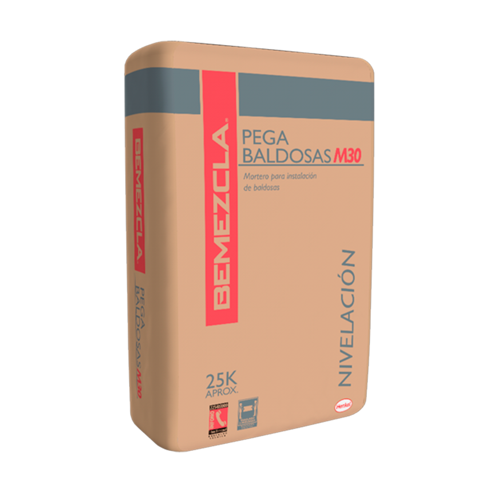BEMEZCLA NIVELACION PEGA BALDOSAS M30 - Mortero cementicio predosificado, 25Kg