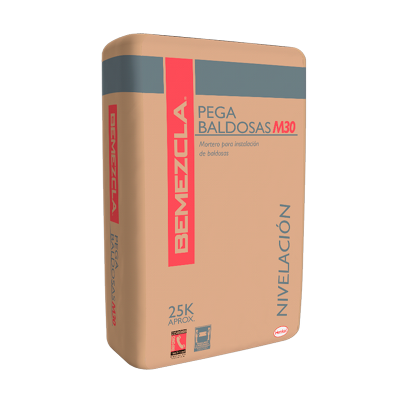 BEMEZCLA NIVELACION PEGA BALDOSAS M30 - Mortero cementicio predosificado, 25Kg