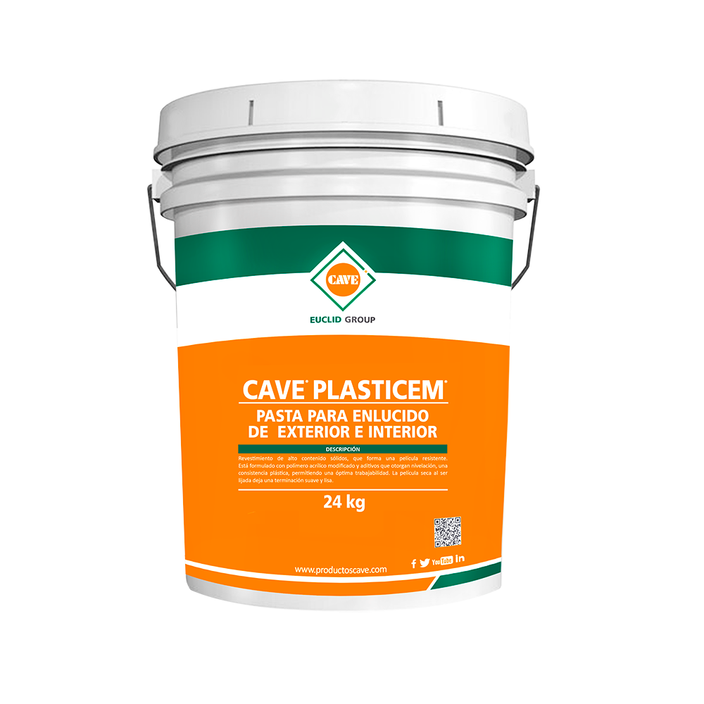 CAVE PLASTICEM - Enlucido para exterior e interior, Balde 24 kg