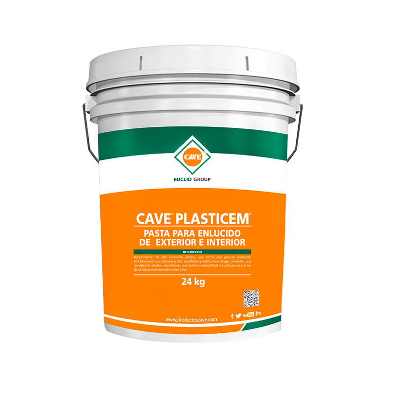 CAVE PLASTICEM - Enlucido para exterior e interior, Balde 24 kg