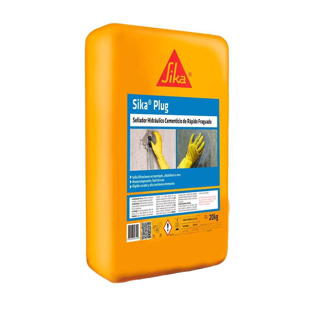 SIKA PLUG - Sellador Hidráulico de Rápido Fraguado, Sac 20Kg