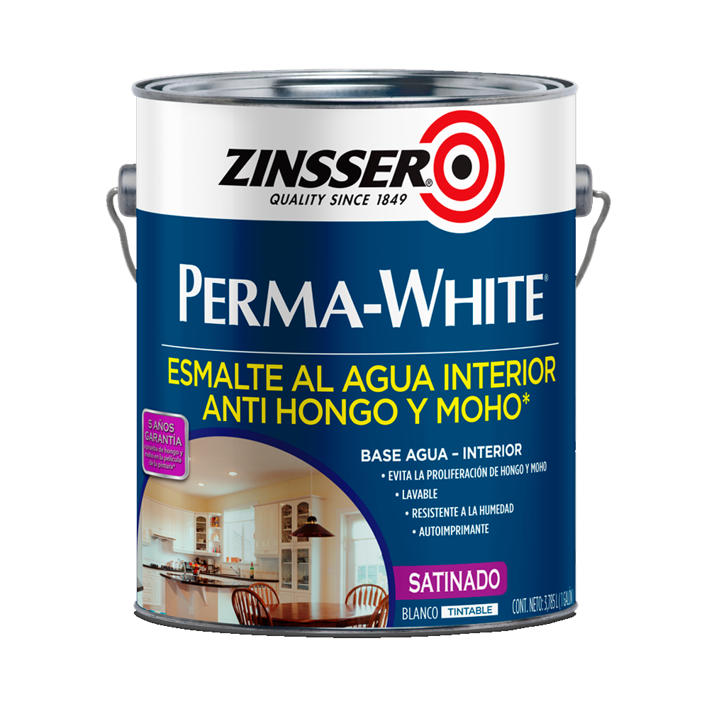 ZINSSER PERMA-WHITE -Blanco Satin 3,785L