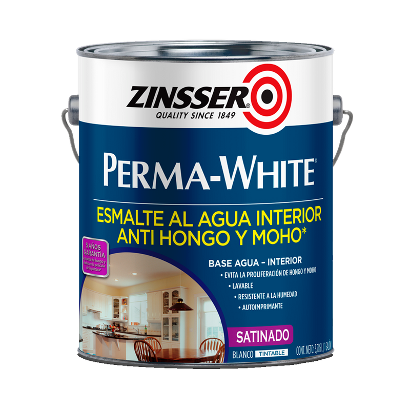 ZINSSER PERMA-WHITE -Blanco Satin 3,785L